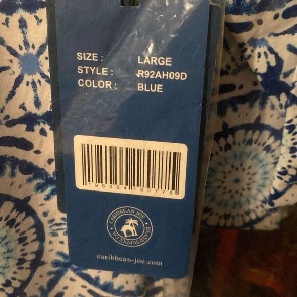 Caribbean Joe Womens UPF 50 Yoke Neck Dress Medallion Blue Sz Large NWT… - Picture 7 of 10